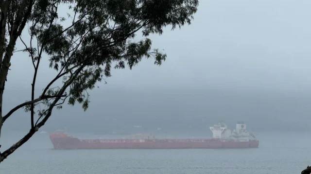 Chuva fraca e forte névoa cobrem o canal de São Sebastião neste domingo