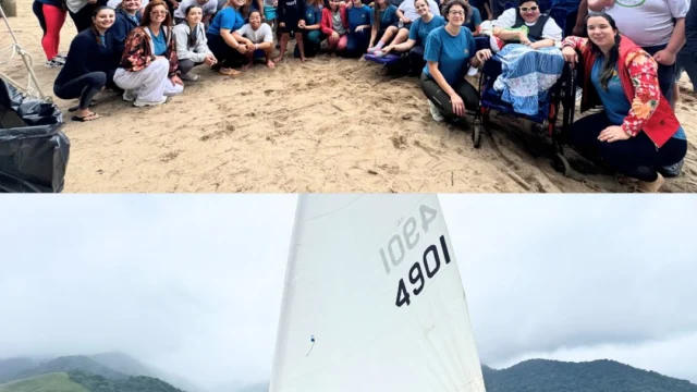 Alunos da APAE participam do IV Beach Esporte na praia do Perequê