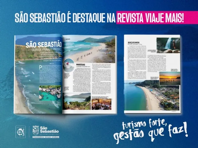 Revista Viaje Mais publica destaque turístico de São Sebastião